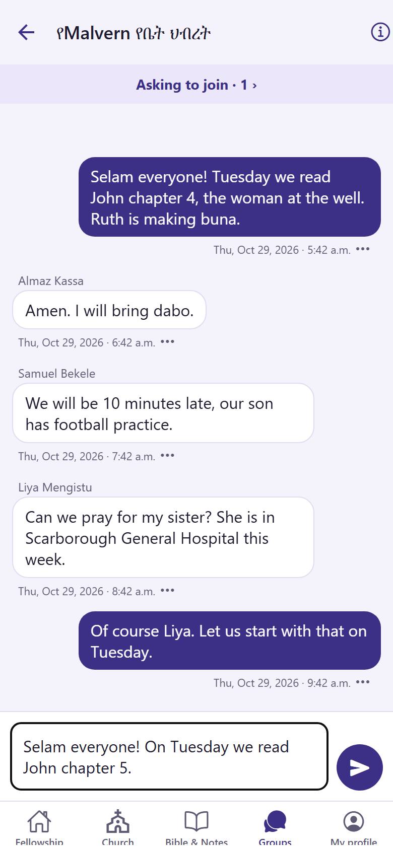 Write your message . Tap the send button .