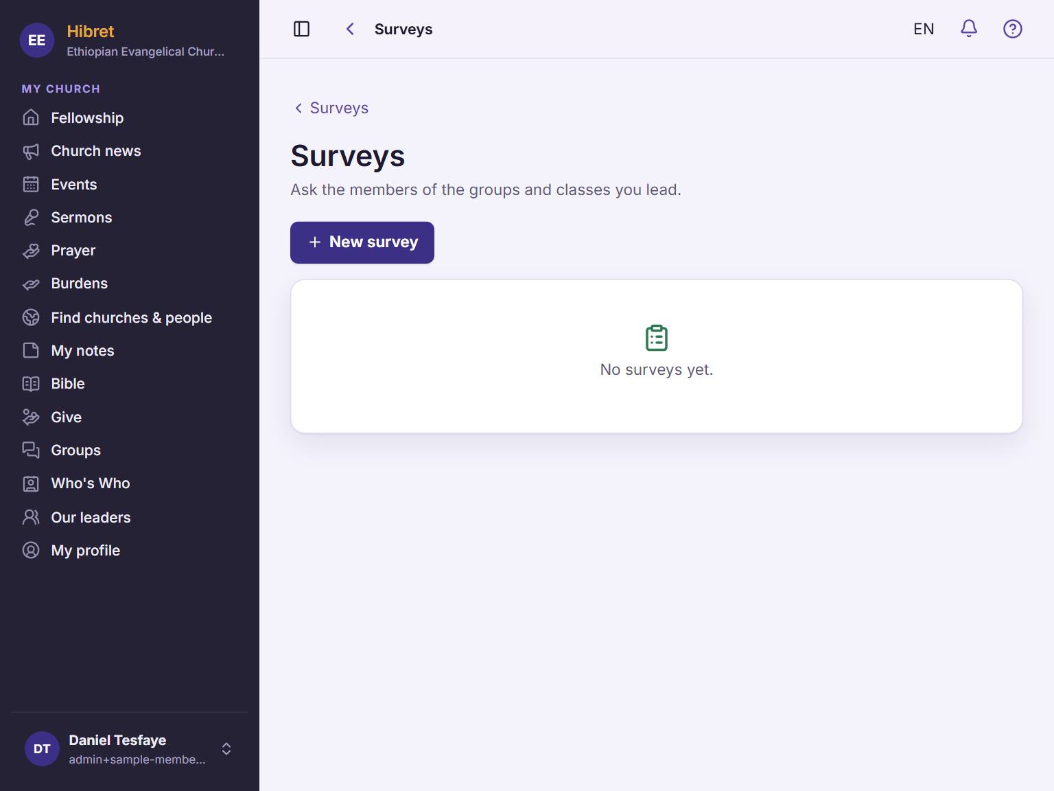 Tap "New survey" .