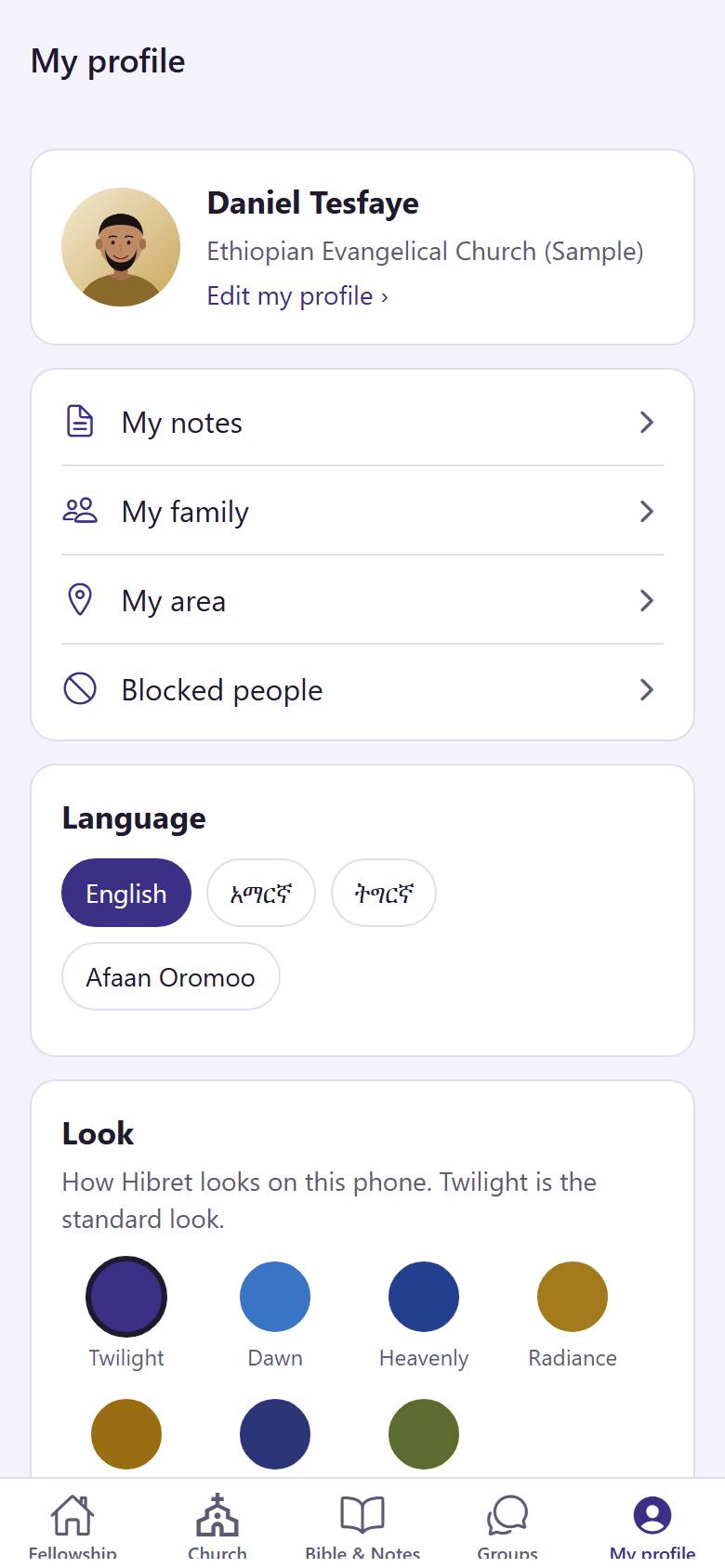 Tap "My profile". Tap "Edit my profile" .