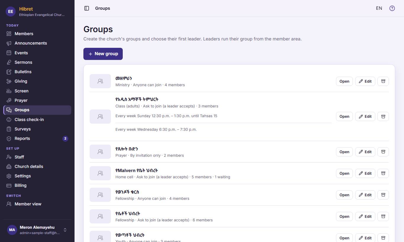 In "Groups", press "New group" .