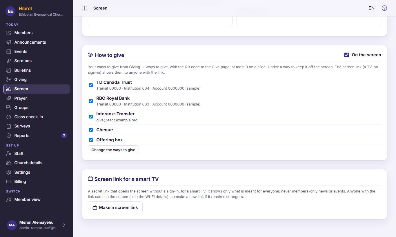 For a smart TV without a sign-in, press "Make a screen link" .