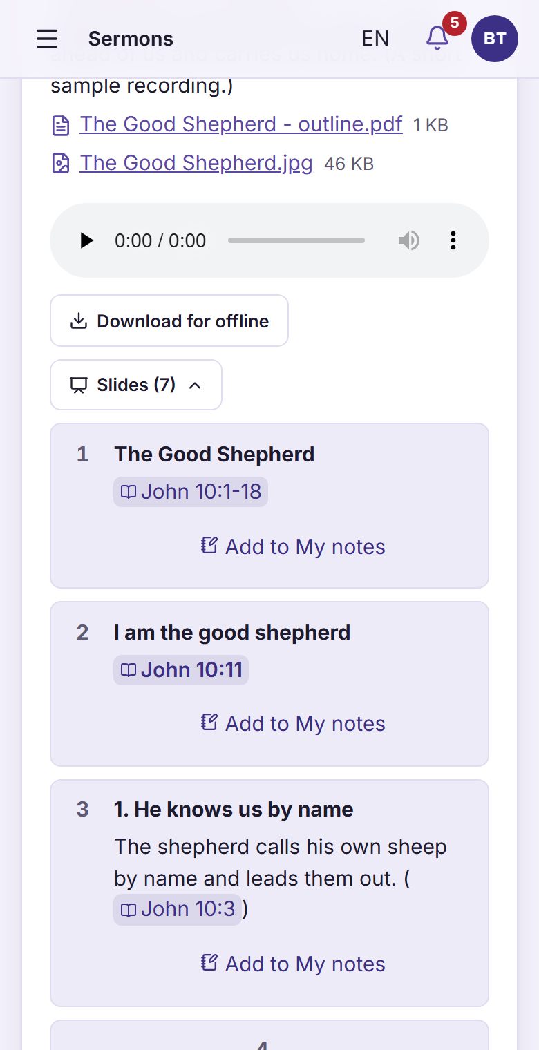 The live service, every sermon, and the slides in your hand